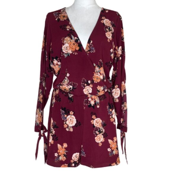 Guess Women's Blush Colorful Floral Tropical Reese Romper Sx XL Boho Flowy - Picture 1 of 7